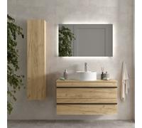 Cygnus bath Born Vanity Unit 100Cm Oak Worktop Basin Ceramic