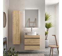 Cygnus bath Born Vanity Unit 60Cm Oak Worktop Basin Ceramic