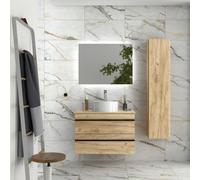 Cygnus bath Born Vanity Unit 80Cm Oak Worktop Basin Ceramic