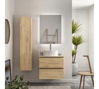 Cygnus bath Nabua Vanity Unit 60Cm Oak Worktop Basin Ceramic
