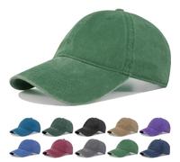 CYGTE XL, XXL Washed Cotton Baseball Cap Soft Crown Dad Hat, Kelly Green, L/XL