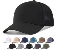 CYGTE XXL Mens Oversize Extra Large Snapback Trucker Hat Mesh Adjustable Baseball Cap Blank Plain Cool Work Ball Caps for Big Heads -Cotton Black