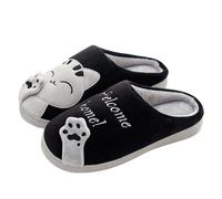 CYHAI Winter Warm Non-slip Floor Slipper Cat Soft Slippers Women Men Bedroom Slides Indoor Home Cotton Slippers(Black,44-45)
