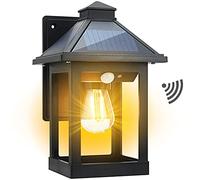 CYHKEE Solar Powered Wall Lanterns Outdoor with 3 Modes, Dusk to Dawn Motion Sensor LED Sconce Lights Waterproof, Exterior Front Porch Security Lamps Wall Mount Patio Fence Decorative Light Fixtures