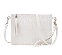 CYHTWSDJ Trendy Vegan Leather Shoulder Purses, Clutch Wallet with Wristlet Strap,Small tassel Crossbody Bags for Women, White M, Shoulder Purses