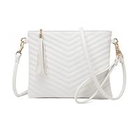 CYHTWSDJ Trendy Vegan Leather Shoulder Purses, Clutch Wallet with Wristlet Strap,Small tassel Crossbody Bags for Women, White