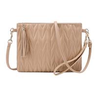 CYHTWSDJ Trendy Vegan Leather Shoulder Purses, Clutch Wallet with Wristlet Strap,Small tassel Crossbody Bags for Women, Apricot M