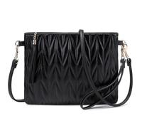 CYHTWSDJ Trendy Vegan Leather Shoulder Purses, Clutch Wallet with Wristlet Strap,Small tassel Crossbody Bags for Women, Black M, Shoulder Purses