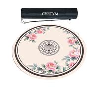 CYHTYM Circular Mahjong Mat, Rubber Anti Slip and Noise Reduction, with Storage Bag(Beige1,95cm/37.4")