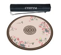 CYHTYM Circular Mahjong Mat, Rubber Anti Slip and Noise Reduction, with Storage Bag(Beige2,95cm/37.4")