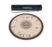 CYHTYM Circular Mahjong Mat, Rubber Anti Slip and Noise Reduction, with Storage Bag(Beige4,95cm/37.4")