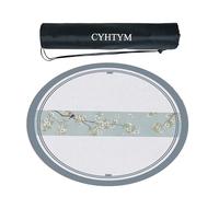 CYHTYM Thick and Soft Round Mahjong Mat, Anti Slip and Noise Reducing Foldable Table Mat(Gray1,90CM/35.4")