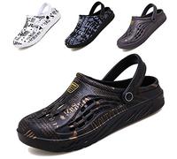 CYian Mens Womens Garden Clogs Quick-Dry Mesh Slipper Lightweight Sandals with Adjustable Strap Non-Slip Water Shoes for Indoor Outdoor-B Black-UK 10