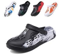 CYian Mens Womens Garden Clogs Quick-Dry Mesh Slipper Lightweight Sandals with Adjustable Strap Non-Slip Water Shoes for Indoor Outdoor-E Black-UK 10