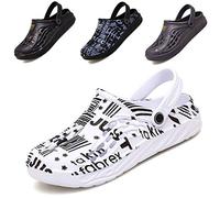 CYian Mens Womens Garden Clogs Quick-Dry Mesh Slipper Lightweight Sandals with Adjustable Strap Non-Slip Water Shoes for Indoor Outdoor-C White-UK 10
