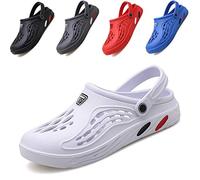 CYian Mens Womens Garden Clogs Quick-Dry Mesh Slipper Lightweight Sandals with Adjustable Strap Non-Slip Water Shoes for Indoor Outdoor-A White-UK 9