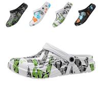 CYian Mens Womens Garden Clogs Quick-Dry Mesh Slipper Lightweight Sandals with Adjustable Strap Non-Slip Water Shoes for Indoor Outdoor-Green White-UK 9