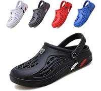 CYian Mens Womens Garden Clogs Quick-Dry Mesh Slipper Lightweight Sandals with Adjustable Strap Non-Slip Water Shoes for Indoor Outdoor-A Black-UK 7