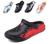 CYian Mens Womens Garden Clogs Quick-Dry Mesh Slipper Lightweight Sandals with Adjustable Strap Non-Slip Water Shoes for Indoor Outdoor-E Red-UK 7
