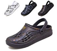 CYian Mens Womens Garden Clogs Quick-Dry Mesh Slipper Lightweight Sandals with Adjustable Strap Non-Slip Water Shoes for Indoor Outdoor-B Grey-UK 11