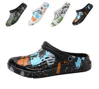 CYian Mens Womens Garden Clogs Quick-Dry Mesh Slipper Lightweight Sandals with Adjustable Strap Non-Slip Water Shoes for Indoor Outdoor-Blue Black-UK 10