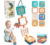 Cyiecw 7 in 1 Montessori Toys for Toddlers 1-3, Busy Board for 1 Year Old, Travel Activities Busy Cube for Babies in Airplane Car Stroller, Sensory Education Birthday Gifts for Boy Girl Infant