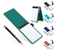Cyiecw Mini Pocket Notebook A7 PU Leather Notebook Mini Notepad A7 Leather Notebook Small Leather Notepad with Pen Mini Pocket Notebook Pocket Notepad for Outdoor Activities (Dark Green)