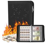 Cyiecw Oxford Cloth Coin Collecting Album with 180 Pockets Coin and 36 Pockets Paper Money Currency and 120 Pockets Stamps, Fireproof Coin Holder and Bill Commemorative for Collectors
