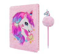 Cyiecw Plush Unicorn Notebook, Magic Diary for Girls Lovely Unicorn Fluffy Notebook 160 Pages for Writing and Drawing Birthday Christmas Gifts for Girls (pink)