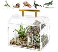 Cyiecweu Jumping Spider Enclosure, Portable Clear Acrylic Terrarium with Magnetic Lock & Ventilation, Mini Vivarium for Tarantula, Praying Mantis, Stick Insect, and Small Reptiles