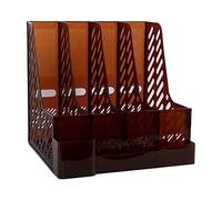CYILPR Desk Organizers,Desktop 4-grid File Folder Vertical File Magazine Organizer with Pen Holder 3 Containers Lable Window for Office School