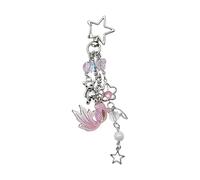 CYILPR Keychain,Fashionable Jellyfish Beaded Phone Strap Sturdy Alloy Key Holder Keychain with Star Pendant for Women Daily Use