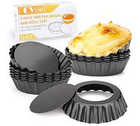Cyimi 12 pcs Egg Tart Molds, 3 Inch Mini Tart Pans Removable Bottom, Cupcake Cake Muffin Mold Tin Pan Baking Tool, Reusable Quiche Bakeware Carbon Steel for Pies, Quiche, Cheese Cakes, Desserts,7.6CM