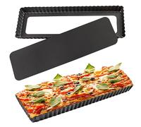 Cyimi 14 Inch Rectangular Tart Pan Set of 2, Nonstick Quiche Pie Pan with Removable Bottom Tart Pan for Pies, Quiche Bakeware, Cheese Cakes, Desserts