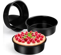 Cyimi 8 Inch Cake Tin Round Baking Tin Set of 3, Carbon Steel Cake Mold Layer Tins Pan with Removable Base, Baking Tins Bakeware Set for Birthday Christmas Wedding Layer Cakes (20cm, Black)