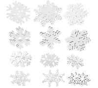 CYIOU 100pcs Christmas Snowflakes Wooden Snowflake Hanging Ornament for DIY Crafts Xmas Tree Door Wall Window Decorations
