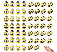 CYIOU 200 Wooden Craft Bee Self Adhesive Small Yellow Bee Stickers Padded | Mini with Flat Back bees Sticker for DIY Card Making Flower Pot Photo Frame Party Decoration (1 * 1.3cm)