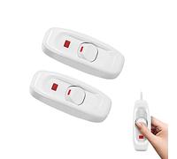CYIOU 2Pcs White Inline Switch Low Profile Torpedo Feed Through Switch 250V | AC 10A Lighting Switches Inline Switch for Table Lamp Bedside Light Desk Mirror and Wall Lamps
