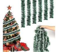 CYIOU 6-Piece Christmas Garland Decoration - 12 Meters Green Christmas Garland for Stairs, Fireplaces, Wreaths & Xmas Festive Decor