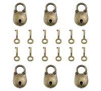 CYIOU 6pcs Mini Padlock Slocker Padlocks with Keys Small Suitcase Locks with 12pcs Key Suitable for Jewelry Box/Luggage/Wooden Box/Door (Bronze)