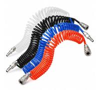 CYJAZNHH Orange-Red PU Coiled Air Hose with Fittings | 6mm OD 4mm ID, Usage Scenario: Air Compressors, Air Tools, Workshops(6m)