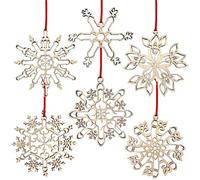 CYjorkbgg Funny Snowflake Christmas Ornament - 6PCS Christmas Wooden Snowflake Xmas Tree Hanging Ornaments Beautiful Snowflakes for The Christmas Tree Ornaments Xmas Snowflakes Pendant for Home Decor