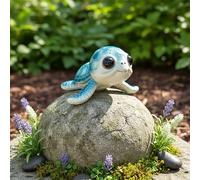 CYjorkbgg Resin Turtle Garden Statue - Blue Turtle Statue for Outdoor Garden Decor Outside Garden Animal Statues for Home Courtyards Pond Backyard Patio Decoration Gift for Mother’s Day Women Birthday
