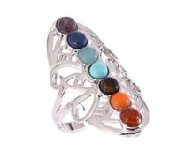 CYJXL Plated 7 Chakra Healing Hollow Thumb Reiki Natural Stones Ring for Women Adjustable Ring Boho Jewelry, White Spain