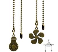 CyjYwp 2 Pcs Ceiling Fan Pull Chain 13.6 Inch Pull String Extension Chains Antique Bronze Light Cord Handle Extender with Decorative Pendant for Toilet Ceiling Light Fan Switch Blind