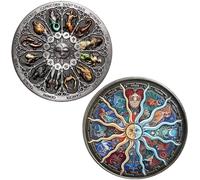 CyjYwp 2 Pcs Zodiac Commemorative Badge Multicolor Twelve Constellations Lucky Souvenir Beautiful Coin for Craft Collection