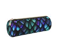 Cykazhst 3D Magical Dragon Scales Pattern Leather Pencil Case Pencil Pouch Cute Zippered Pen Case for Work & Office Gold