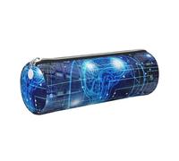 Cykazhst Artificial Intelligence Brain Leather Pencil Case Pencil Pouch Cute Zippered Pen Case for Work & Office Silver