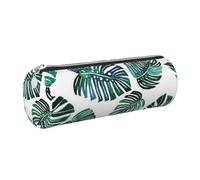 Cykazhst Banana Leaves Leather Pencil Case Pencil Pouch Cute Zippered Pen Case for Work & Office Silver