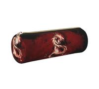 Cykazhst Blood Red Dragon Leather Pencil Case Pencil Pouch Cute Zippered Pen Case for Work & Office Gold
